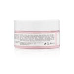Back label of Dermotechnology Bio Active Rose Clay Mask detailing ingredients and contact information.