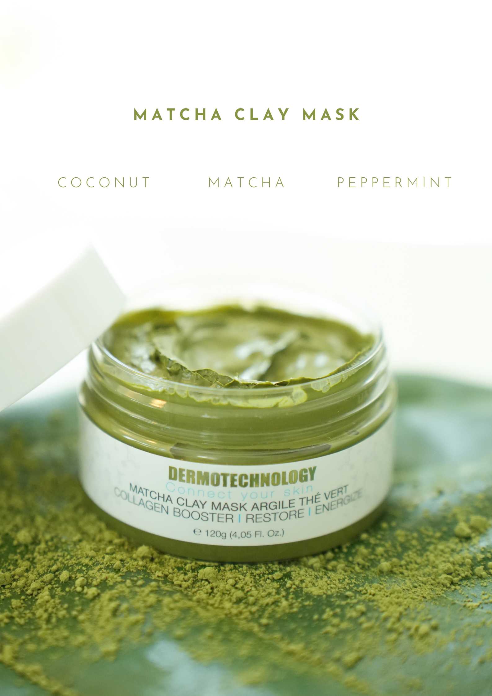 Matcha clay mask display
